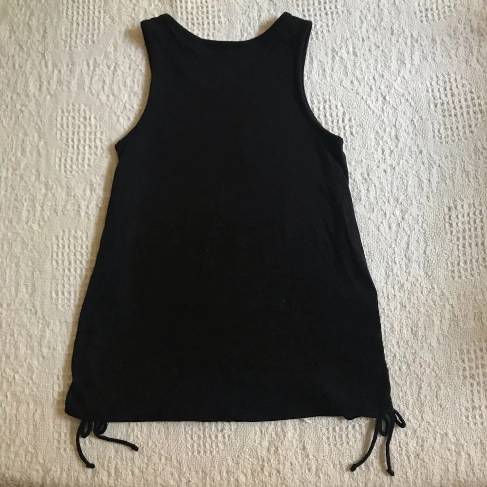 Justice black tank with gold palm trees
